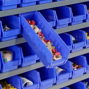 Global Industrial 7 Shelf Steel Shelving with (48) 4" H Plastic Shelf Bins, Blue, 36x12x39