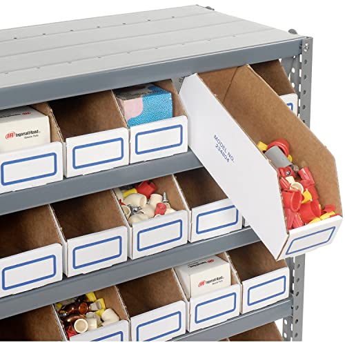 Global Industrial Open Bin Shelving w/7 Shelves & 48 White Bins, 36x12x39