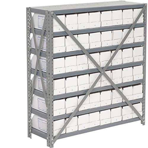 Global Industrial Open Bin Shelving w/7 Shelves & 48 White Bins, 36x12x39