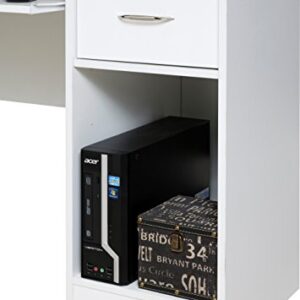 OneSpace Essential Computer Desk, Hutch with Pull-Out Keyboard, White