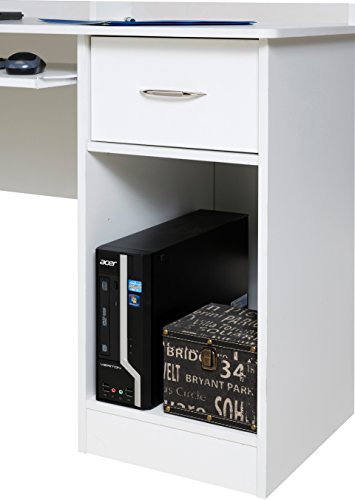 OneSpace Essential Computer Desk, Hutch with Pull-Out Keyboard, White