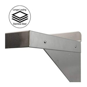 GSW Stainless Steel Commercial Wall Mount Shelf Industrial Appliance Equipment (Restaurant, Bar, Home, Kitchen, Laundry, Garage and Utility Room) NSF Approved (12”D x 24”W)