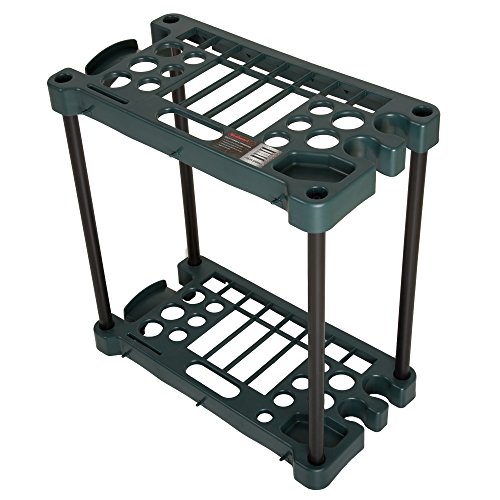 Garden Tool Organizer - 23-Inch Utility Rack Holds up to 30 Yard Tools to Maximize Floor Space - Garage Storage and Organizers by Stalwart (Green)