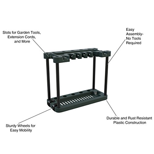 Gardening Tools Organizer - Rolling Utility Cart with Wheels Holds 40 Yard Tools - Garage Organization and Storage Home Essentials by Stalwart