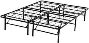 queen bed frame metal platform bed frame queen size 14 inch mattress foundation box spring replacement heavy duty steel slat noise-free easy assembly,black