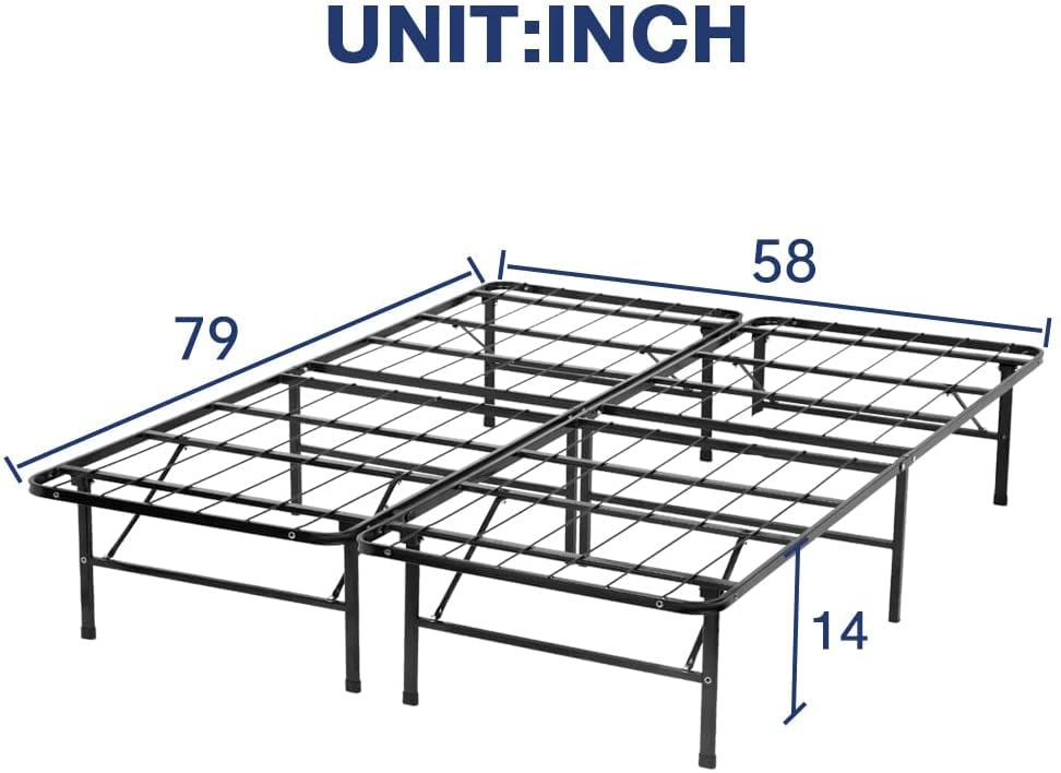 Queen Bed Frame Metal Platform Bed Frame Queen Size 14 Inch Mattress Foundation Box Spring Replacement Heavy Duty Steel Slat Noise-Free Easy Assembly,Black