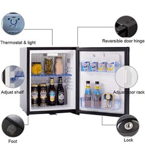 Smad Absorption Mini Fridge 12V 110V Compact Refrigerator with Lock Reversible Door No Noise, 1.0 cu.ft