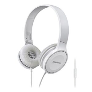Panasonic On Ear Stereo Headphones RP-HF100M-W with Integrated Mic and Controller, Travel-Fold Design, Matte Finish, White