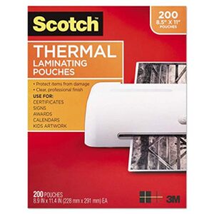 scotch thermal laminating pouches, 3 mil size, pack of 200