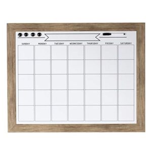designovation beatrice framed magnetic dry erase monthly calendar, 23x29, rustic brown