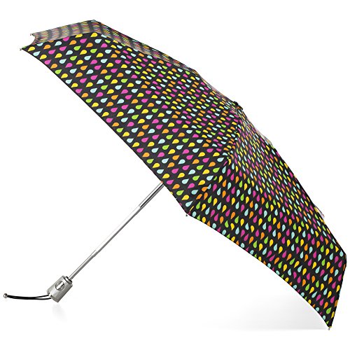 totes Automatic Open Close Water-Resistant Mini Travel Foldable Umbrella with Sun Protection, Black Rain