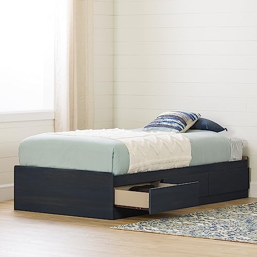 South Shore Aviron Mates Bed with 3 Drawers, Twin 39-inch, Blueberry