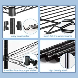 BestMassage 72"x48"x18" 6 Tire Wire Shelving Unit NSF Storage Shelves Large Heavy Duty Metal Shelf Organizer Height Adjustable Commercial Grade Steel Rack 2100 LBS Capacity with Wheels,Black