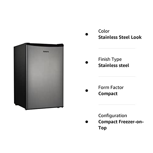 Galanz 4.3 cu ft Compact Single-Door Refrigerator, (Stainless Steel)