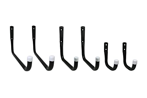 Shepherd Hardware 8088E Heavy Duty Steel Garage Storage/Assorted Utility Hooks, 6 Pack, black