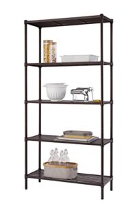 trinity slat style 5-tier adjustable shelving, metal standing shelf for commercial or residential use in kitchen,bathroom,laundry room or office, 1750 pound capacity, 36”w by 14”d by 72”h, dark bronze