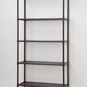 TRINITY Slat Style 5-Tier Adjustable Shelving, Metal Standing Shelf for Commercial or Residential Use in Kitchen,Bathroom,Laundry Room or Office, 1750 Pound Capacity, 36”W by 14”D by 72”H, Dark Bronze