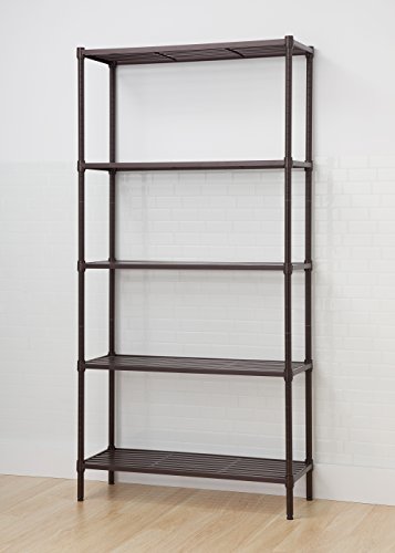 TRINITY Slat Style 5-Tier Adjustable Shelving, Metal Standing Shelf for Commercial or Residential Use in Kitchen,Bathroom,Laundry Room or Office, 1750 Pound Capacity, 36”W by 14”D by 72”H, Dark Bronze