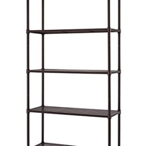 TRINITY Slat Style 5-Tier Adjustable Shelving, Metal Standing Shelf for Commercial or Residential Use in Kitchen,Bathroom,Laundry Room or Office, 1750 Pound Capacity, 36”W by 14”D by 72”H, Dark Bronze