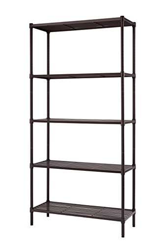 TRINITY Slat Style 5-Tier Adjustable Shelving, Metal Standing Shelf for Commercial or Residential Use in Kitchen,Bathroom,Laundry Room or Office, 1750 Pound Capacity, 36”W by 14”D by 72”H, Dark Bronze