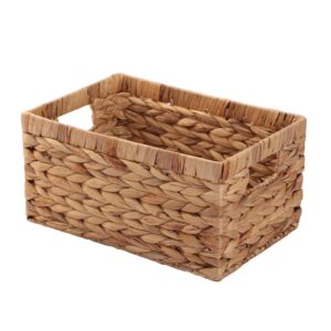 woven natural water hyacinth rectangular storage baskets with inside handle,kingwillow(large)