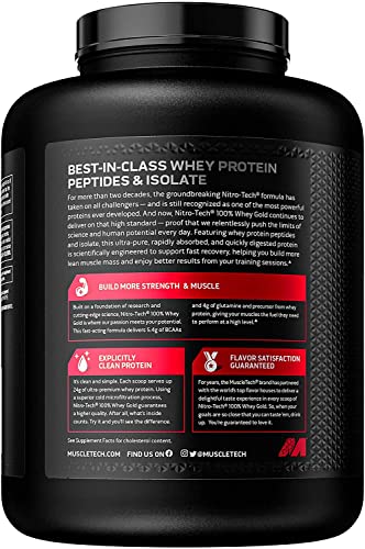 Whey Protein Powder | MuscleTech Nitro-Tech Whey Gold Protein Powder | Whey Protein Isolate Smoothie Mix | Protein Powder for Muscle Gain | Chocolate Protein Powder, 5 lbs (69 Serv) (package varies)