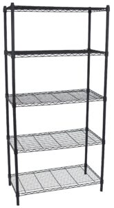 internet's best 5-tier wire shelving - flat black - heavy duty shelf - wide adjustable rack unit - kitchen storage