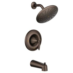moen eva oil rubbed bronze tub and shower faucet trim with eco-performance rainshower, valve required, t2233eporb