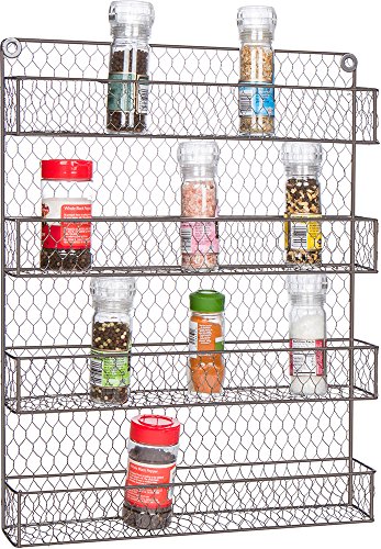 Trademark Innovations 4-Tier Wire Spice Rack Storage Organizer - Wall Mount or Countertop