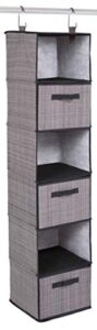 internet's best hanging closet organizer with drawers - 6 shelf - 3 drawers - clothing sweaters shoes accessories storage - college dorm essential - grey