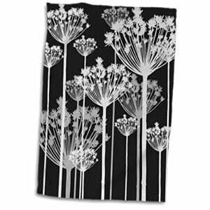 3d rose contemporary black-white-and gray dandelions hand towel, 15" x 22", multicolor