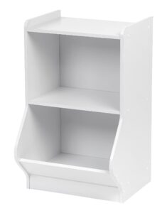 iris usa ksb-2wht 2-tier storage organizer shelf with foot board, 2 shelves, white