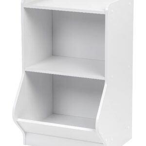 IRIS USA KSB-2WHT 2-Tier Storage Organizer Shelf with Foot Board, 2 Shelves, White