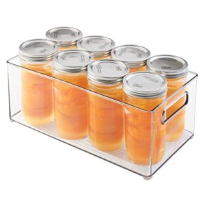 mDesign Deep Plastic Kitchen Storage Organizer Container Bin for Pantry, Cabinet, Cupboard, Shelves, Fridge, or Freezer - Holds Dry Goods, Sauces, Condiments, Drinks, Ligne Collection, Clear