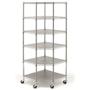 colibrox heavy duty wire steel 6-tier corner shelf garage storage shelving rack