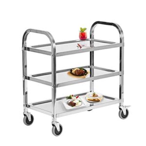 hyner stainless steel 3 tier utility cart kitchen trolley catering storage cart with universal wheels easy to assemble& move for kitchen restaurant hotel cafe home,29.5"*15.7"*32.3"