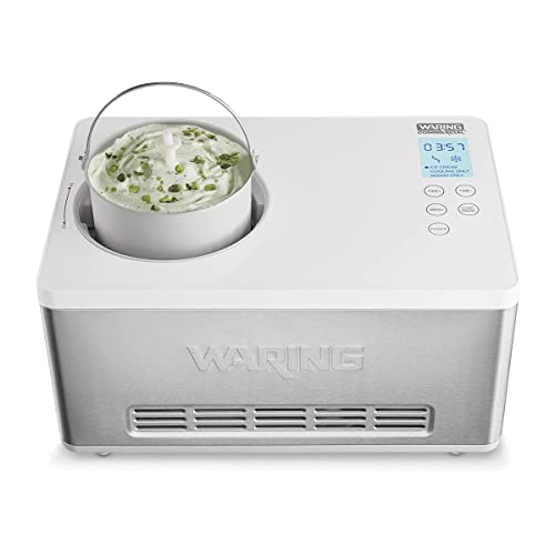 Waring Commercial WCIC20 2 Quart Capacity Ice Cream Maker with Built in Compressor, 180W, 120V, 5-15 Phase Plug