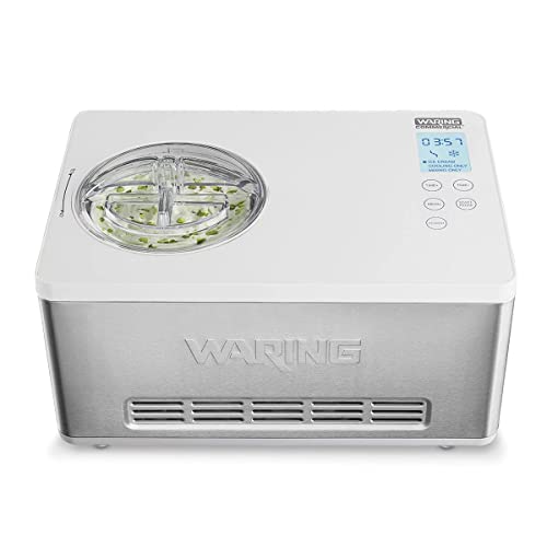 Waring Commercial WCIC20 2 Quart Capacity Ice Cream Maker with Built in Compressor, 180W, 120V, 5-15 Phase Plug