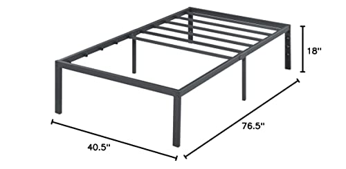 Olee Sleep 18 Inch Tall Heavy Duty Steel Slat Anti-slip Support Easy Assembly Mattress Foundation Maximum Storage Noise Free No Box Spring Needed, Black