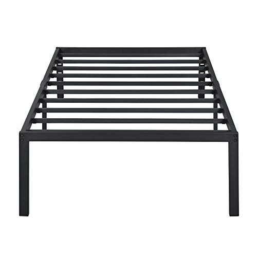 Olee Sleep 18 Inch Tall Heavy Duty Steel Slat Anti-slip Support Easy Assembly Mattress Foundation Maximum Storage Noise Free No Box Spring Needed, Black