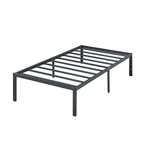 Olee Sleep 18 Inch Tall Heavy Duty Steel Slat Anti-slip Support Easy Assembly Mattress Foundation Maximum Storage Noise Free No Box Spring Needed, Black