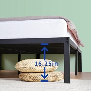 Olee Sleep 18 Inch Tall Heavy Duty Steel Slat Anti-slip Support Easy Assembly Mattress Foundation Maximum Storage Noise Free No Box Spring Needed, Black