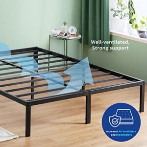 Olee Sleep 18 Inch Tall Heavy Duty Steel Slat Anti-slip Support Easy Assembly Mattress Foundation Maximum Storage Noise Free No Box Spring Needed, Black