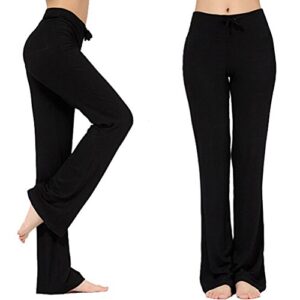 adaniki women's long modal comfy drawstring trousers loose straight-leg for yoga running sporting (black, m)