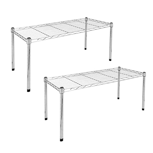 Simple Deluxe Heavy Duty 1-Shelf Shelving, Adjustable Storage Units, Steel Organizer Wire Rack, 29.92" W x 13.78" D x 14.96" H, Chrome,2-Pack