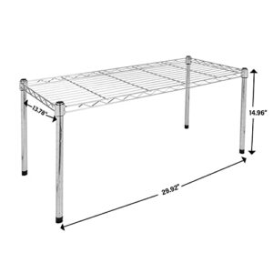 Simple Deluxe Heavy Duty 1-Shelf Shelving, Adjustable Storage Units, Steel Organizer Wire Rack, 29.92" W x 13.78" D x 14.96" H, Chrome,2-Pack