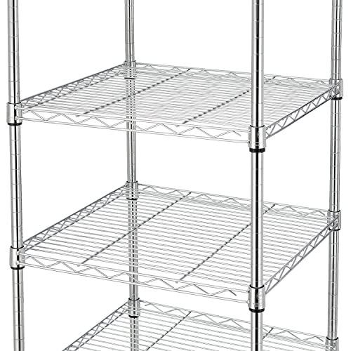 Finnhomy Heavy Duty 5 Tier Wire Shelving Unit, 18x18x59-inches 5 Shelves Storage Rack, Metal Shelving with Thicken Steel Tube, NSF Certified, Chrome