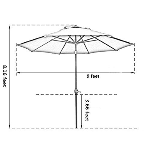 Sunnyglade 9' Patio Umbrella Outdoor Table Umbrella with 8 Sturdy Ribs (Red)