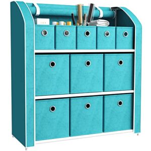 homefort 11 drawer dresser chests of drawers toy clothes organizer fabric storage cube bins with sturdy metal shelf for bedroom living room