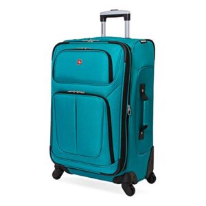 swissgear sion softside expandable roller luggage, teal, checked-medium 25-inch